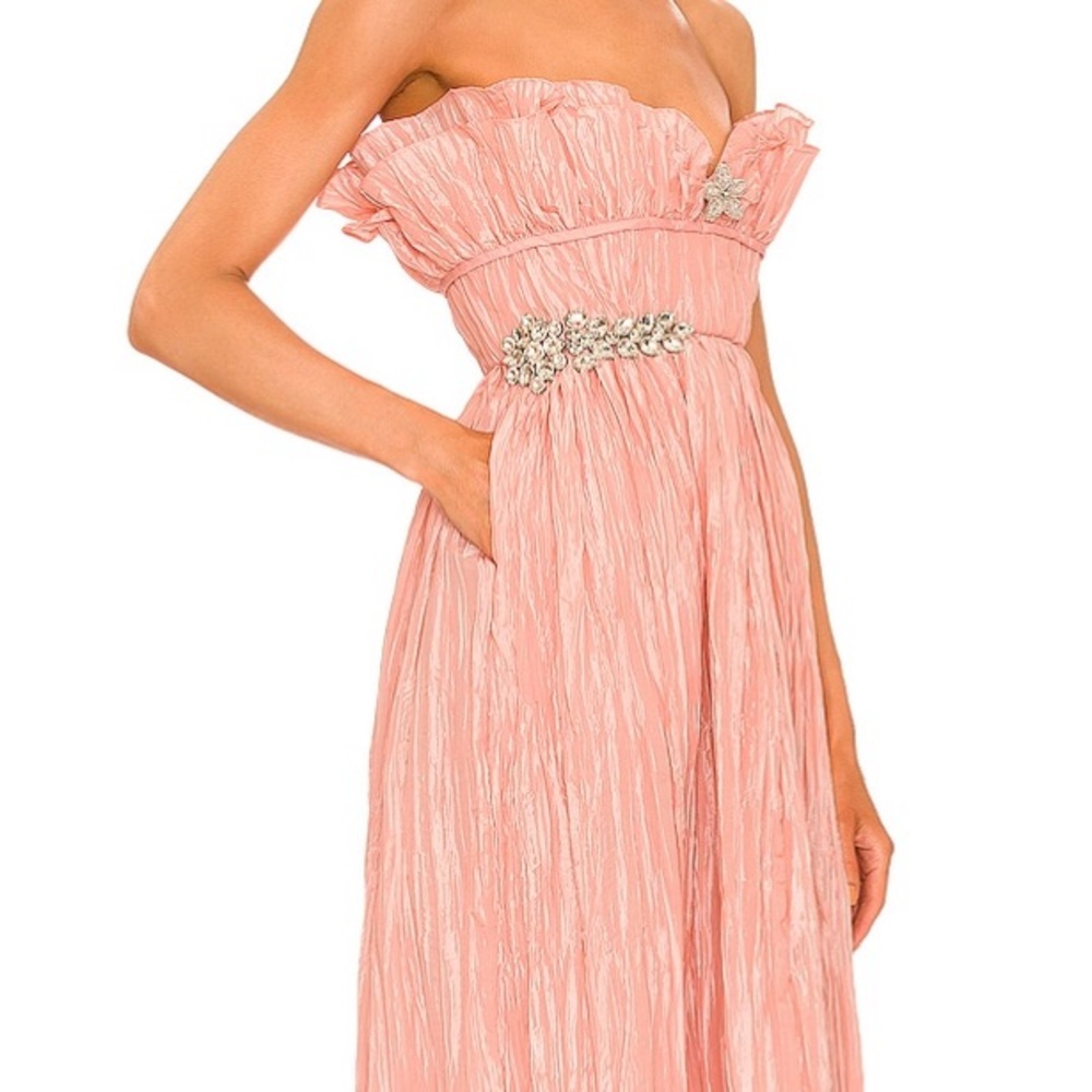 Love shack fancy, size 2, gown, like new, pastel peach/pink, stone accents